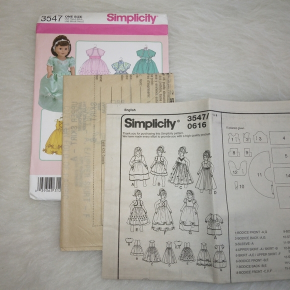 Simplicity 3547 Gowns & Dresses for American Girl Doll and 18" doll - Picture 3 of 5